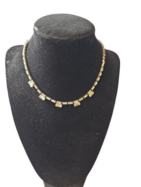Vintage Clear Rhinestone Choker Necklace Prom Statement 15"